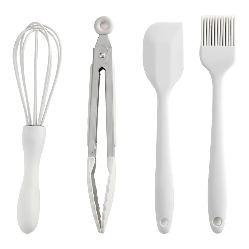 Silicone Kitchen Utensils Food Grade Non-stick Cooking Baking Spatula Silicone Oil Brush Egg Whisk Food Clip Kitchen Accessories
