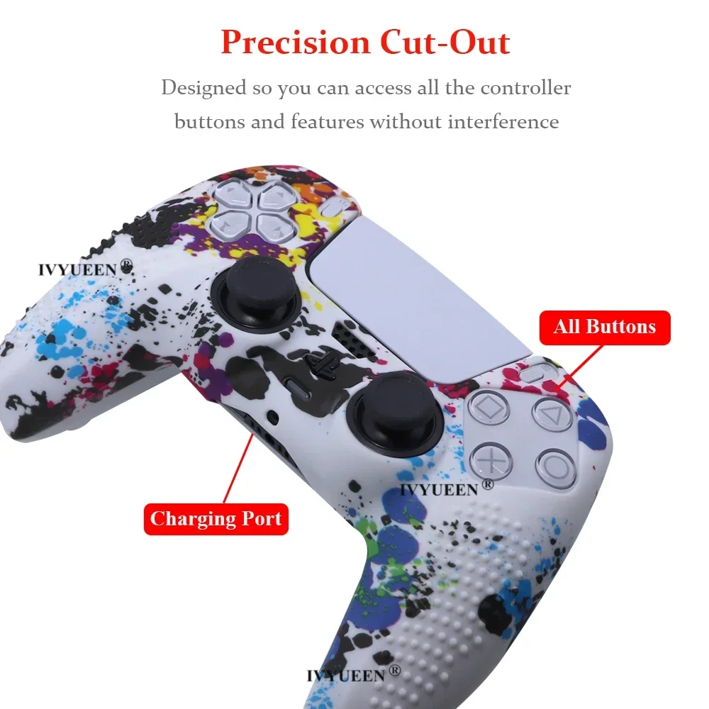 Cover Controller Per Ps5,JORREP Anti Slip Per PS5 Silicone Controller Skin Cover Case With Thumb Grip Gaps,Touch Pad Sticker And Cover Wrap Stickers - Foto 4