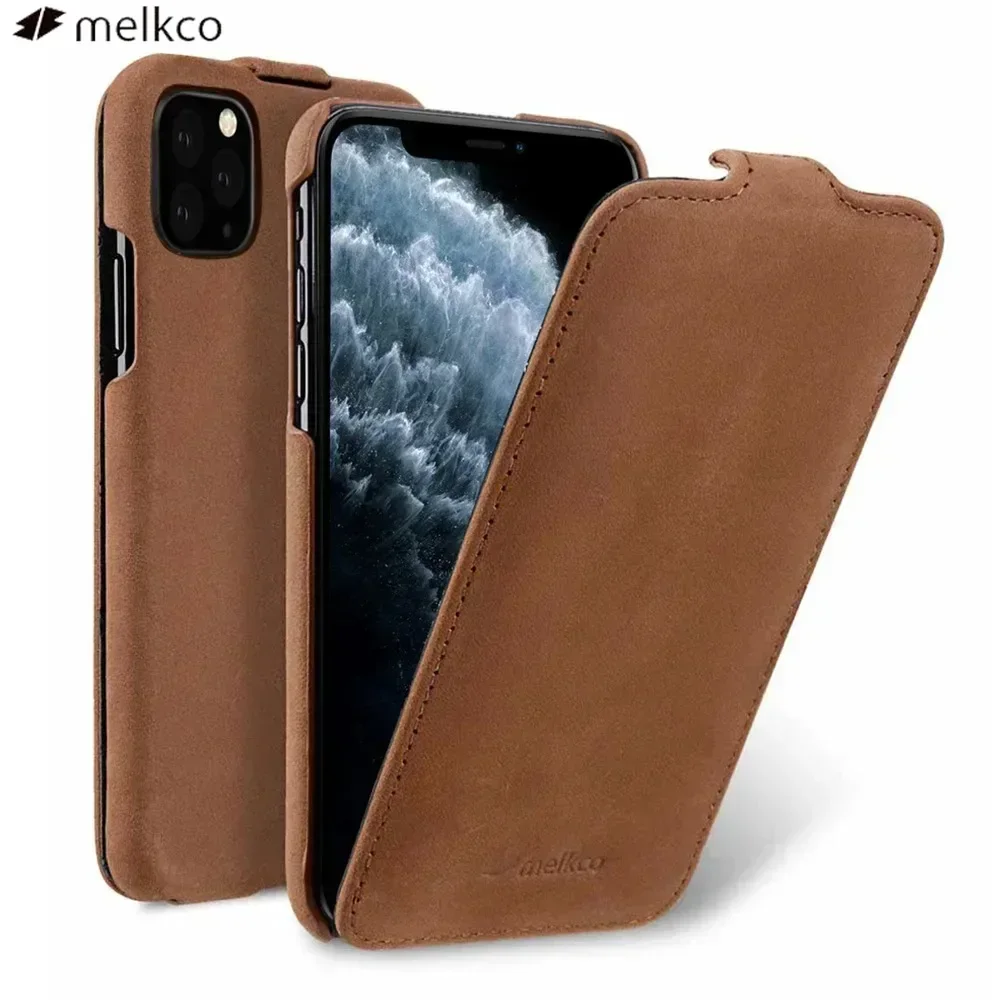 Premium Genuine Leather Flip Case - Luxury Cowhide Phone Cover