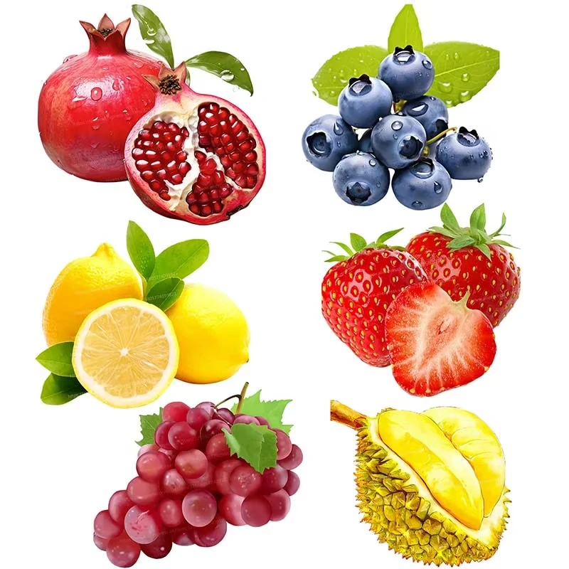 G22 Fruit Stickers Fresh LemonBlueberryPomegranate StrawberryDurian Kitchen Dining Room Home Decoration Decals Stickers
