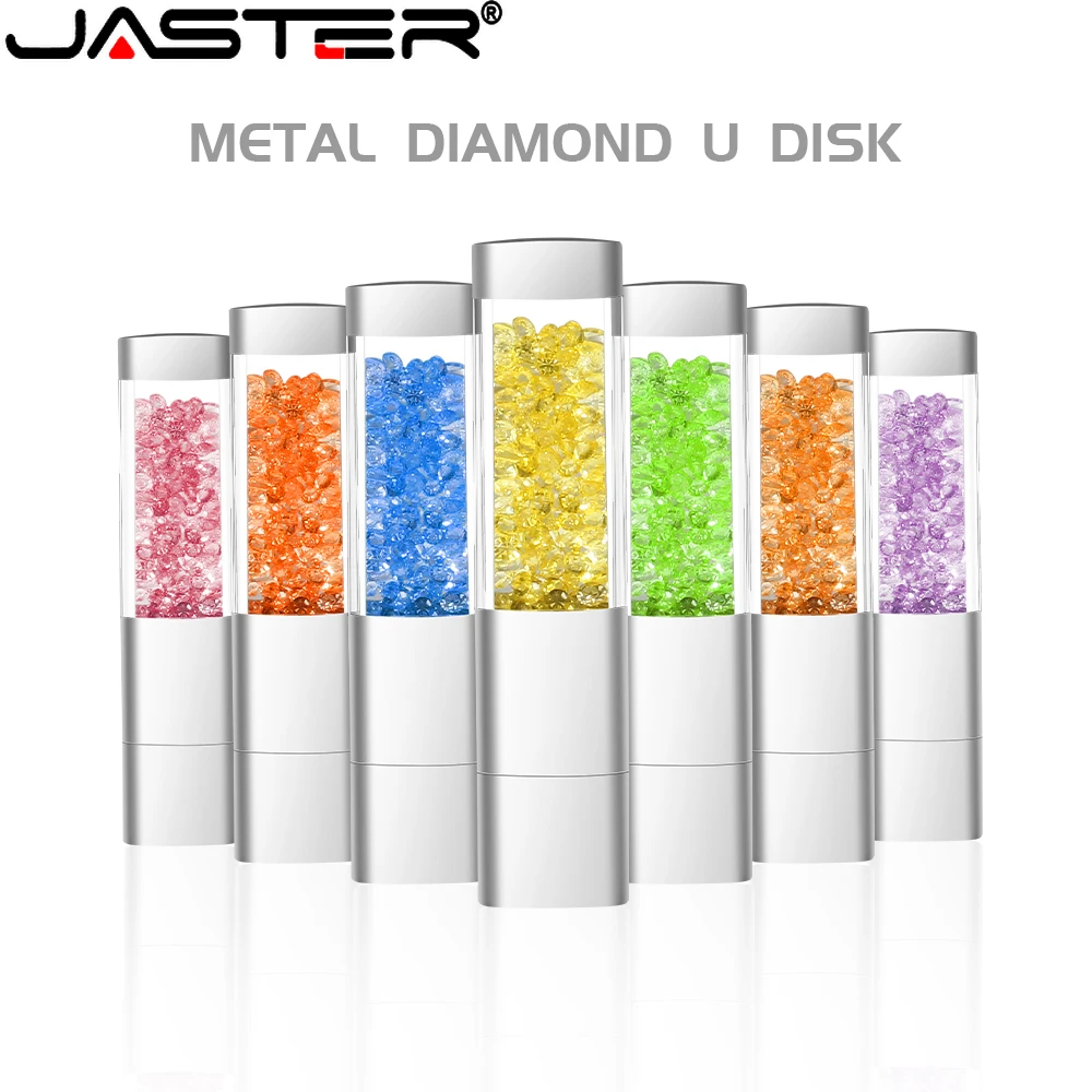 JASTER High Speed 64GB Plastic Crystal and Metal USB 2.0 Stick 16GB 32GB Creative 8GB Flash Drives Rectangle Bulk Pen Drive 4GB