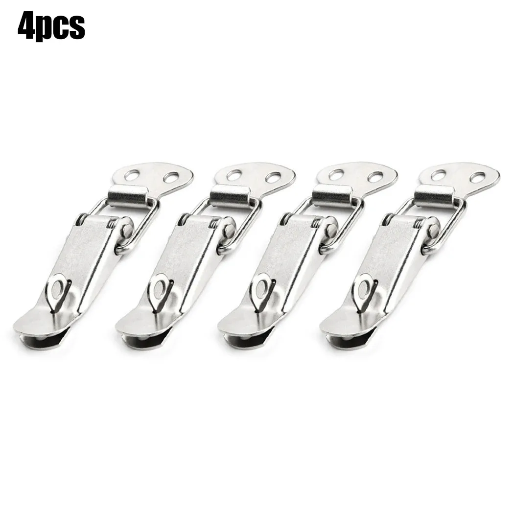4PCS Stainless Steel Latch Spring Loaded Clamp Clip Case Box Latch