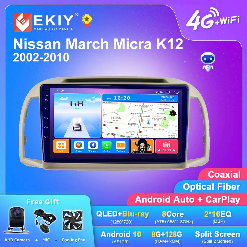 

EKIY T7 Android 10 Car Radio For Nissan March Micra K12 2002-2010 Multimedia player Tape Recorder Navi Carplay Auto No 2din GPS