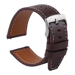 Premium Genuine Leather Bracelet - Elegant Watch Strap Accessory - 22mm Watchband (Dark brown)