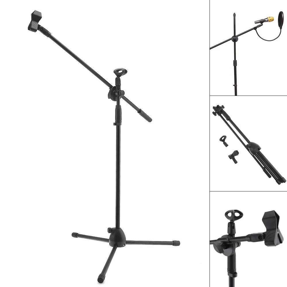 Professional Microphone Holder Swing Boom Floor Metal Stand Mic Stand Adjustable Stage Tripod Microphone Accessories