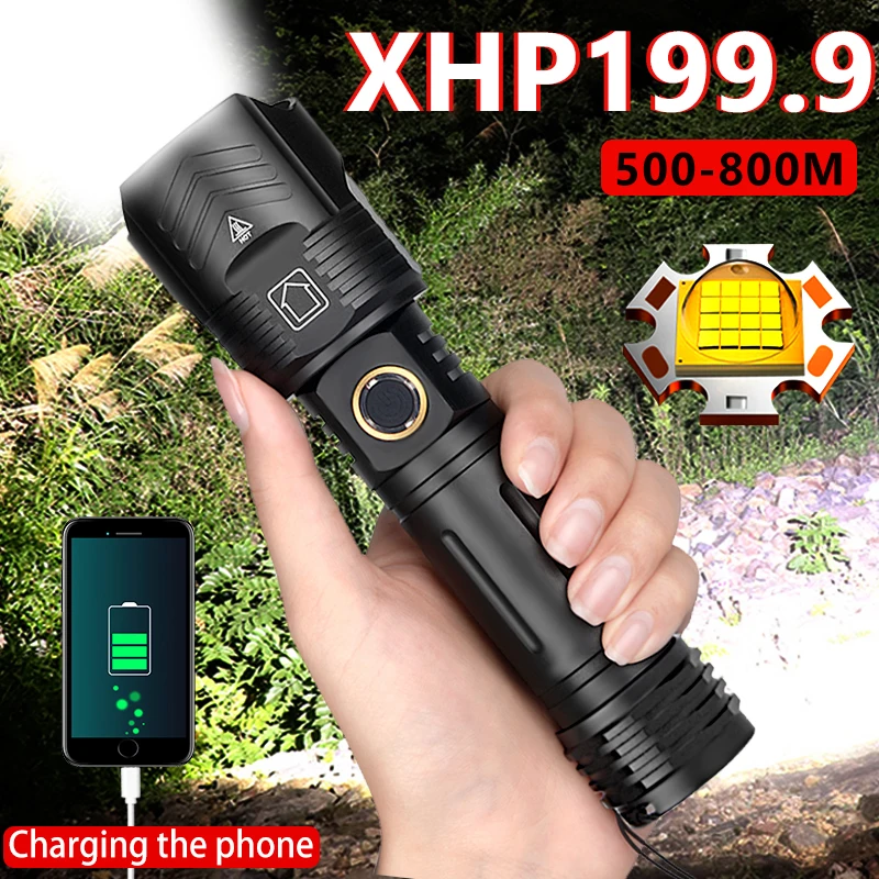 1000000 Lumen Powerful LED Flashlight 5000mAH USB Rechargeable XHP199