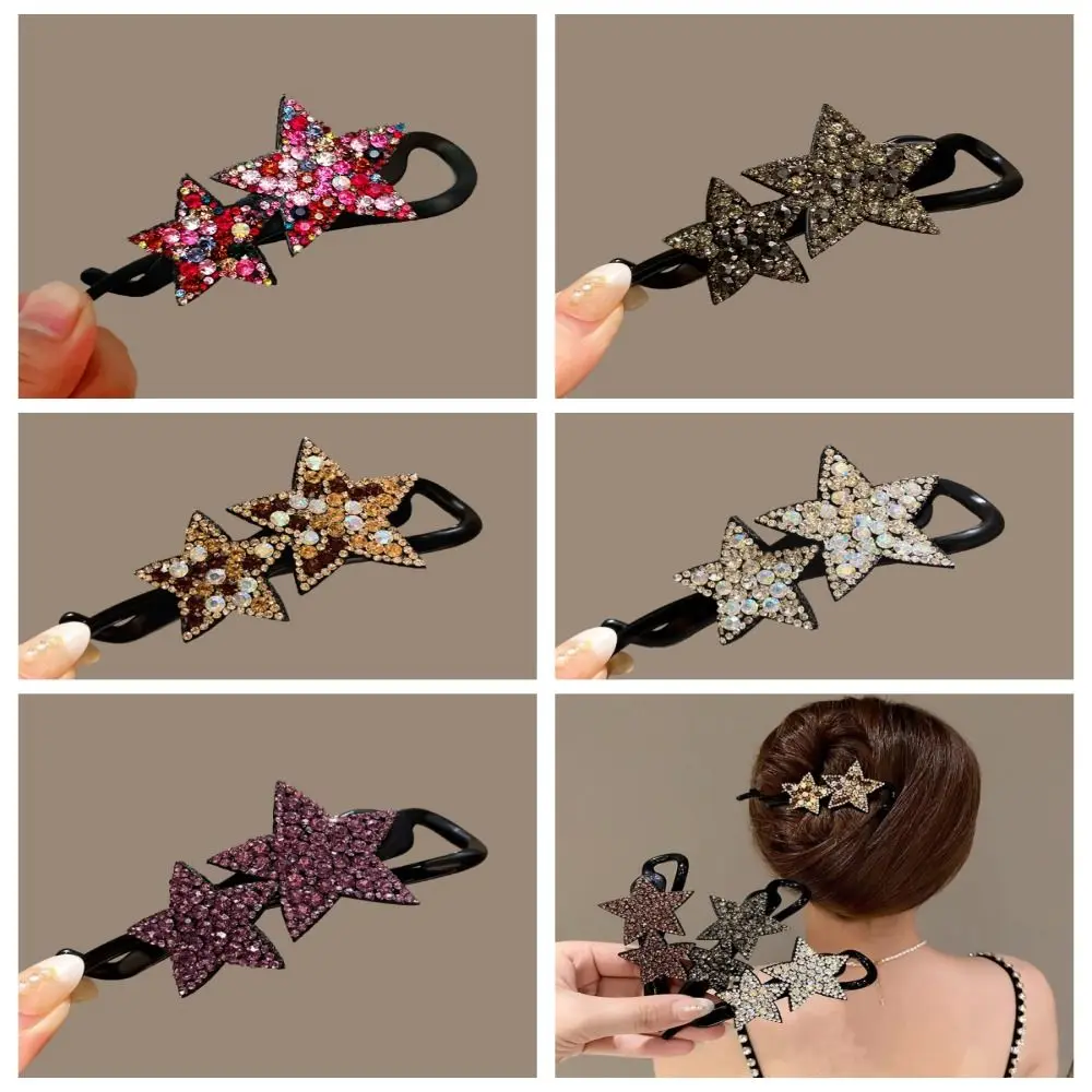 

Star Shape Rhinestone Twisted Clip Crystal Hairpin Headdress Ponytail Clip Shiny Hair Styling Tool Frog Buckle Women