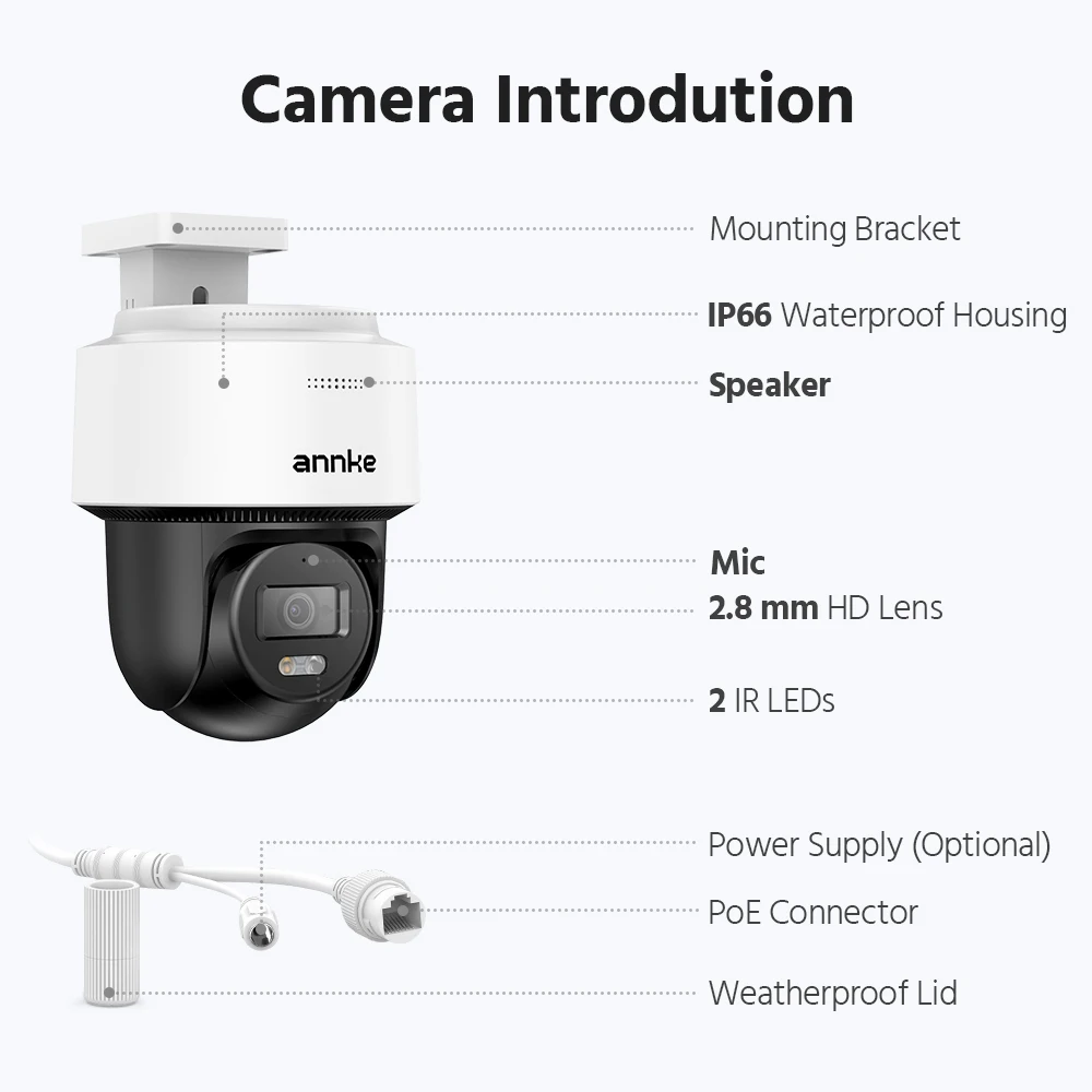 Annke CPT800 4K POE Color Night vision Camera Outdoor IP66 Two Way Audio 2.8 MM PT Security Camera Video Surveillance For NVR 6