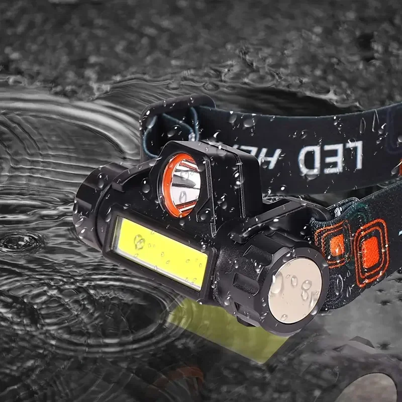 Powerful LED Headlamp XPE+COB Rechargeable Headlight Portable Spotlight Outdoor Waterproof Head Torch Camping Fishing Flashlight