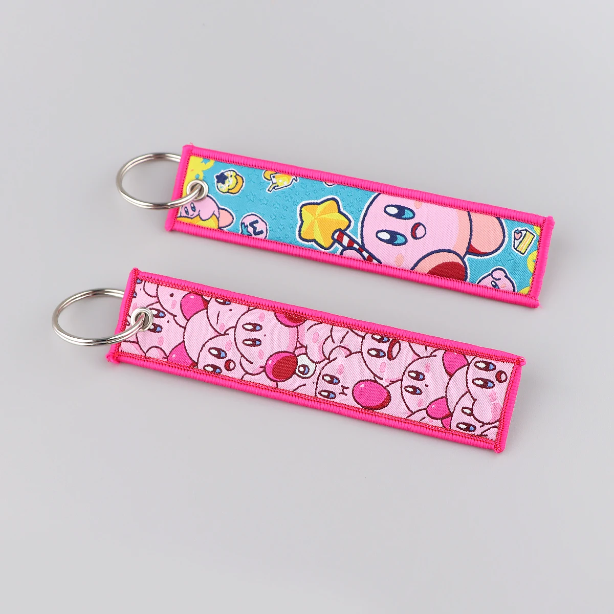 

Kirby Embroidered Cool Car Keychains for Men Keyring Anime keys Tag Women Man Fashion Accessories Jewelry Gifts