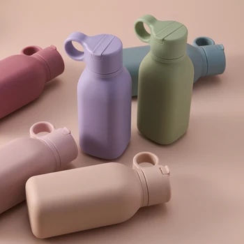 Color Kids 1PCS Silicone Baby Training Cup Flip Top Leakproof Sippy Cup For Infant Feeding Outdoor Sports Travel Baby Stuff
