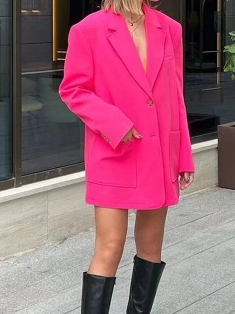 mother of the bride pant suits PUWD Women V Neck Long Sleeve Straight Blazer 2022 Spring Fashion Ladies High Street Casual Blazer Female Slid Color Suit blazer and trouser set