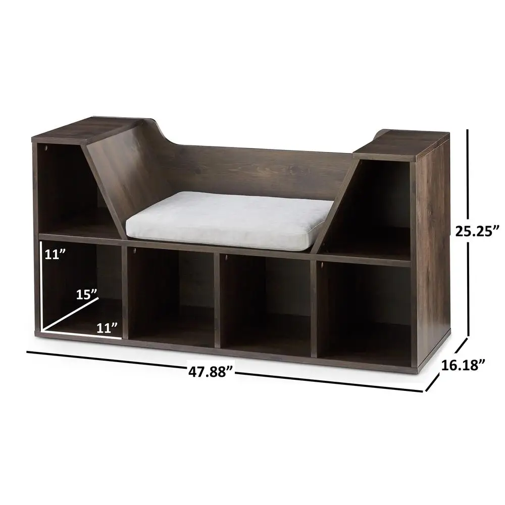 Kids Reading Nook Storage Bookcase Cubes Bench Foam Cushion Playroom Library Durable Wood Composite Childrens Furniture 5