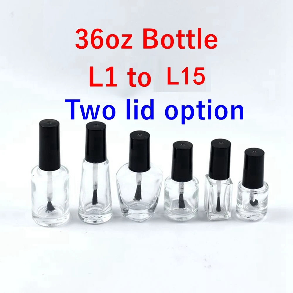 

clear glass cap nail polish bottles round empty bottles of glass container with brush 36oz Bottle 15 color new