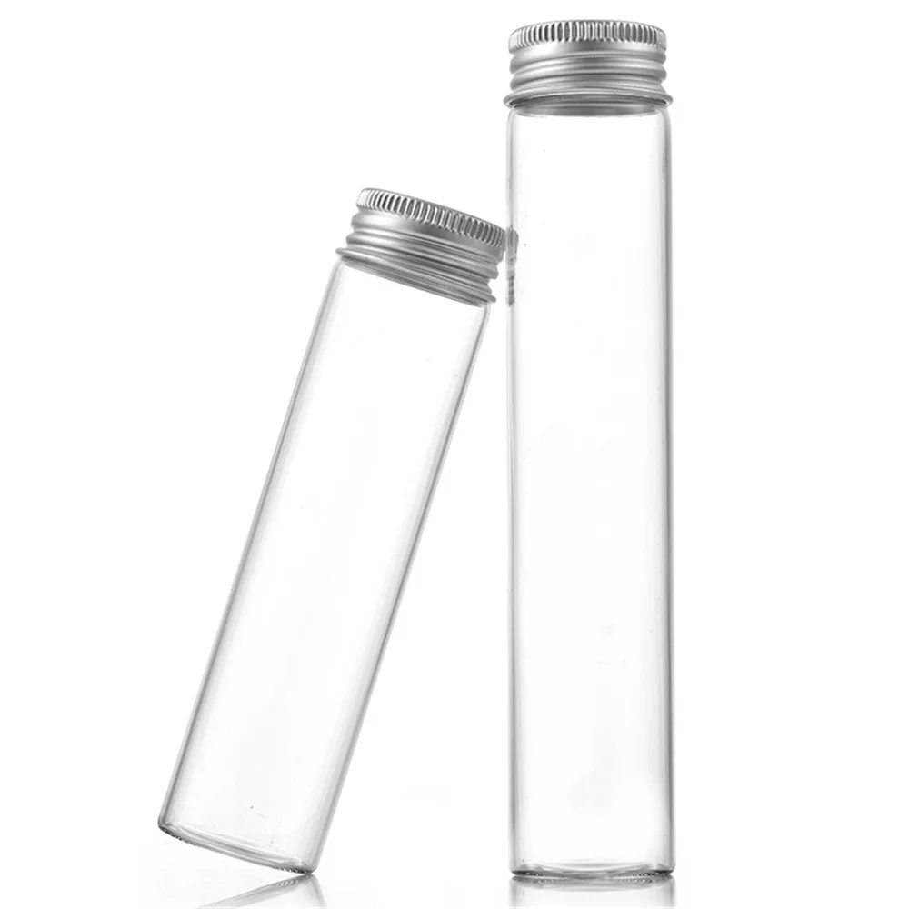 Storage Jar Mini Transparent Glass Bottles Aluminium Cap Empty Sample Jars Storage Vials Liquid Containers Home Decor Supplies storage box glass bottles storage jar