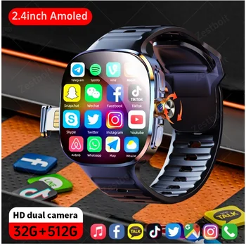 M99 Smartwatch Schermo Amoled più grande da 2,4 pollici Orologio intelligente con menu a 12 pannelli con 190 °   Telecamera rotante Batteria 2100Mah Sistema operativo Android 10.0