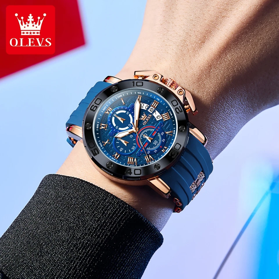 OLEVS Orologio Uomo 42mm Quadrante Grande Scheletrato Automatico - Acciaio Inox 316L Impermeabile Con Funzione Luminosa - Regalo Con Scatola