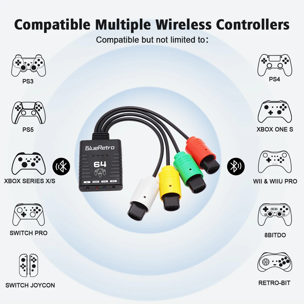 RetroScaler-BlueRetro Controlador de Jogo Sem Fio, Adaptador