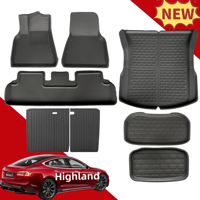 

2024 Tesla Highland Model 3 All Weather Anti-Slip Waterproof XPE Floor Mats,Left Right Rudder Cargo Floor Liner Accessories