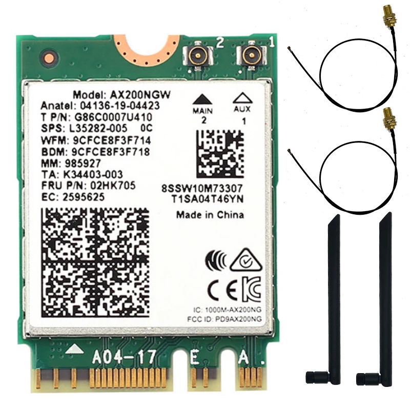 Banda Dupla 2.4gbps Intel Wi-fi 6e Ax200 Ax200ngw 802.11ax ac Mu-mimo 2x2 Wifi Módulo Ngff M.2 Bluetooth 5.1 Placa de Rede - Imagem 5