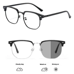 Photochromic Anti - Radiation Transition Eyewear with Metal Frames (Black Photochromic)