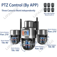 Caméra solaire 20MP 4 objectifs 4G, Zoom optique 10X, 3-PTZ, WiFi extérieur, trois écrans, suivi automatique, caméras de Surveillance WiFi V380 Pro 4