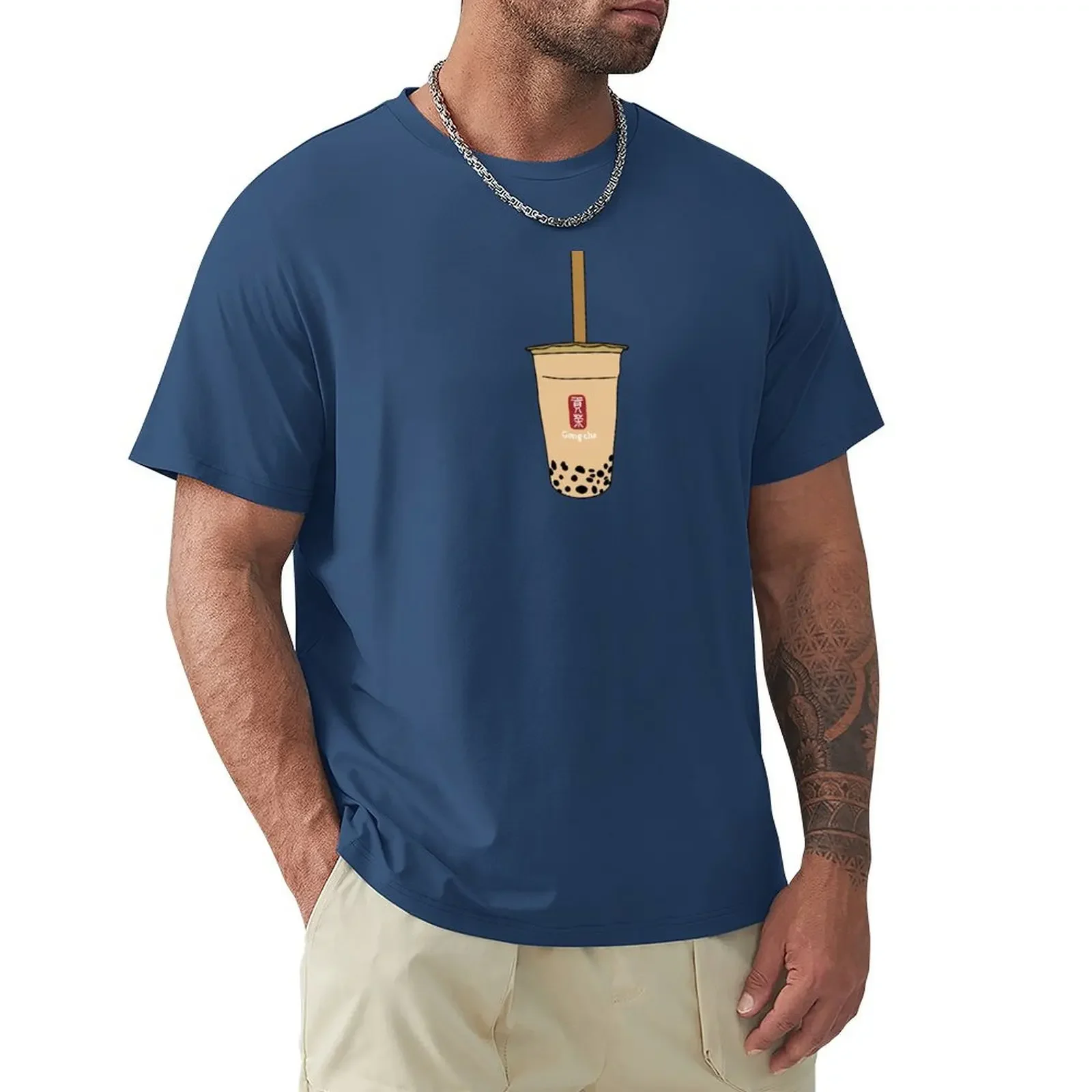 

Gong Cha T-shirt customizeds Short sleeve tee quick-drying black t-shirts for men