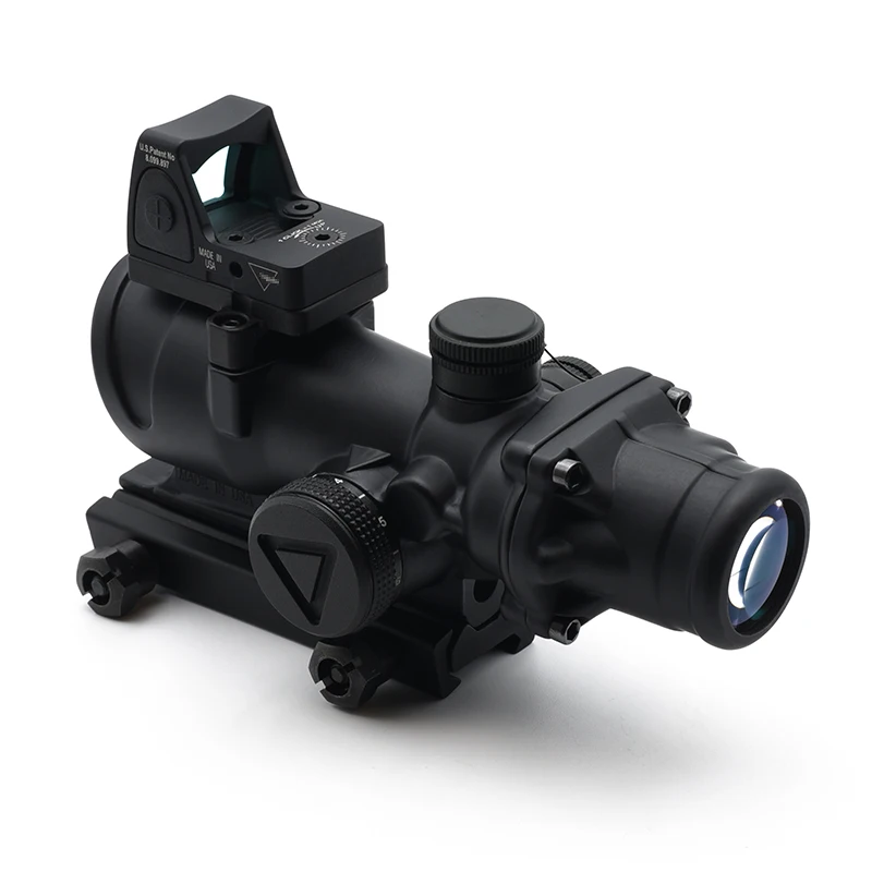 TA02 4X32mm Red LED Illuminated Riflescope with Mini Reflex Red Dot Sight For Hunting Airsoft Rifles Full Markings
