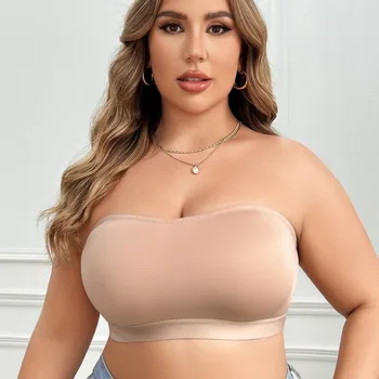 Wirefree Strapless Bra for Plus Size Women, Ultra Comfortable Seamless Bandeau Top with Side Hook, XL to 4XL