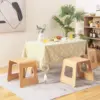 Stackable Bamboo Stools Set of 4, Leisure Seat Stools with Anti-Slip Foot Pads, Heavy Duty Home Shoe Changing Stool 6