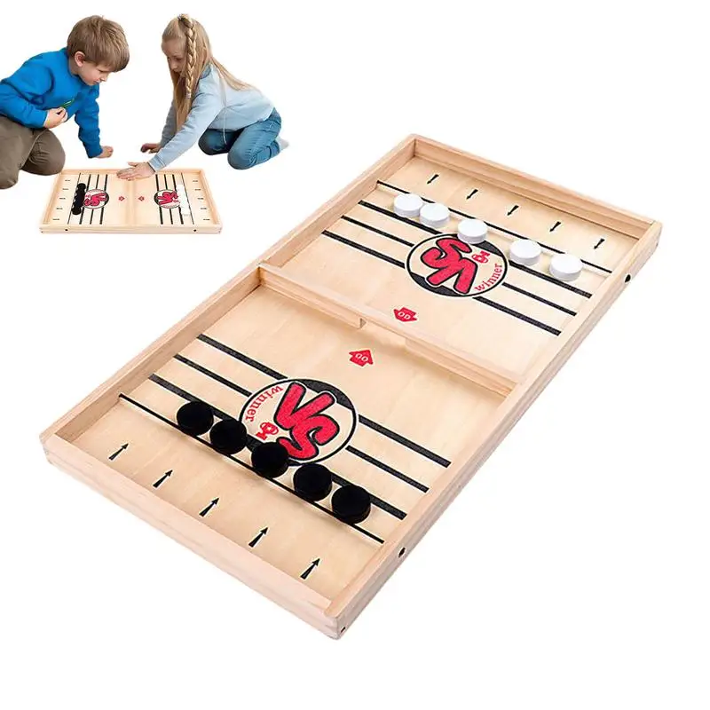 

Sling Puck Game Tabletop Slingshot Hockey Game Family Wooden Hockey Game Sling Puck Family Board Game Football Winner Game Table