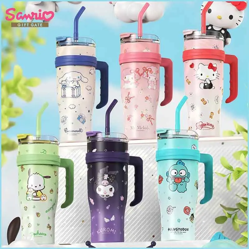 1200ml Sanrio Kuromi Thermos Bottle Cute Hello Kitty Sippy Water