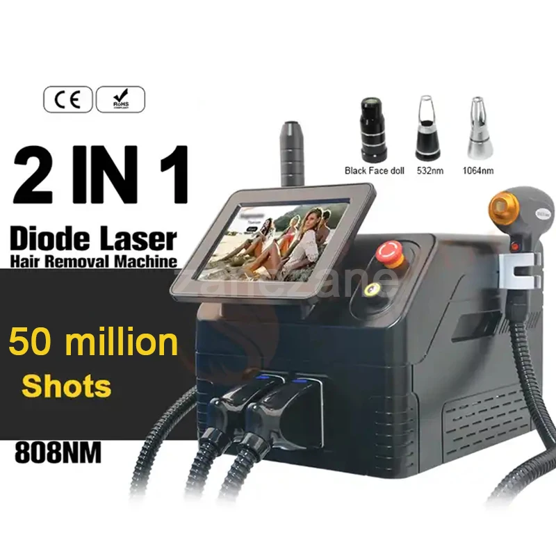 

2 In 1 Diode Laser Machine 3 Bands 808nm Painless Hair Removal Pico Laser Tattoo Eyebrow Removal Machine