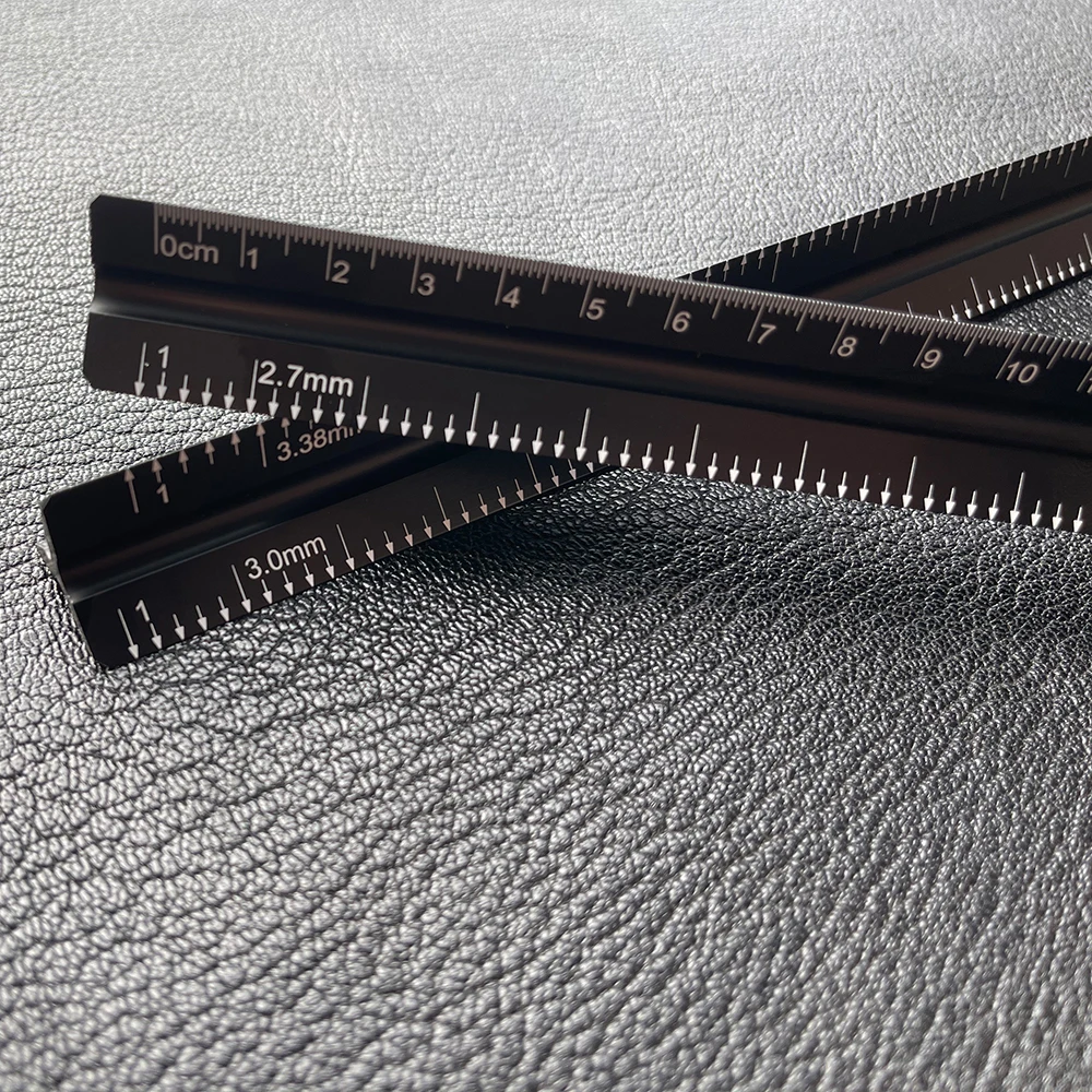 BOWEN Triangular Ruler Aluminium Alloy Professional Leather Chopping Distance Ruler DIY Handmade Leathercraft Auxiliary Tools