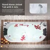 59" Freestanding Whirlpool Bathtub,Acrylic 8 Hydromassage Jets Tub,59" x 30", 560W, Middle Drain, ETL Certified 2