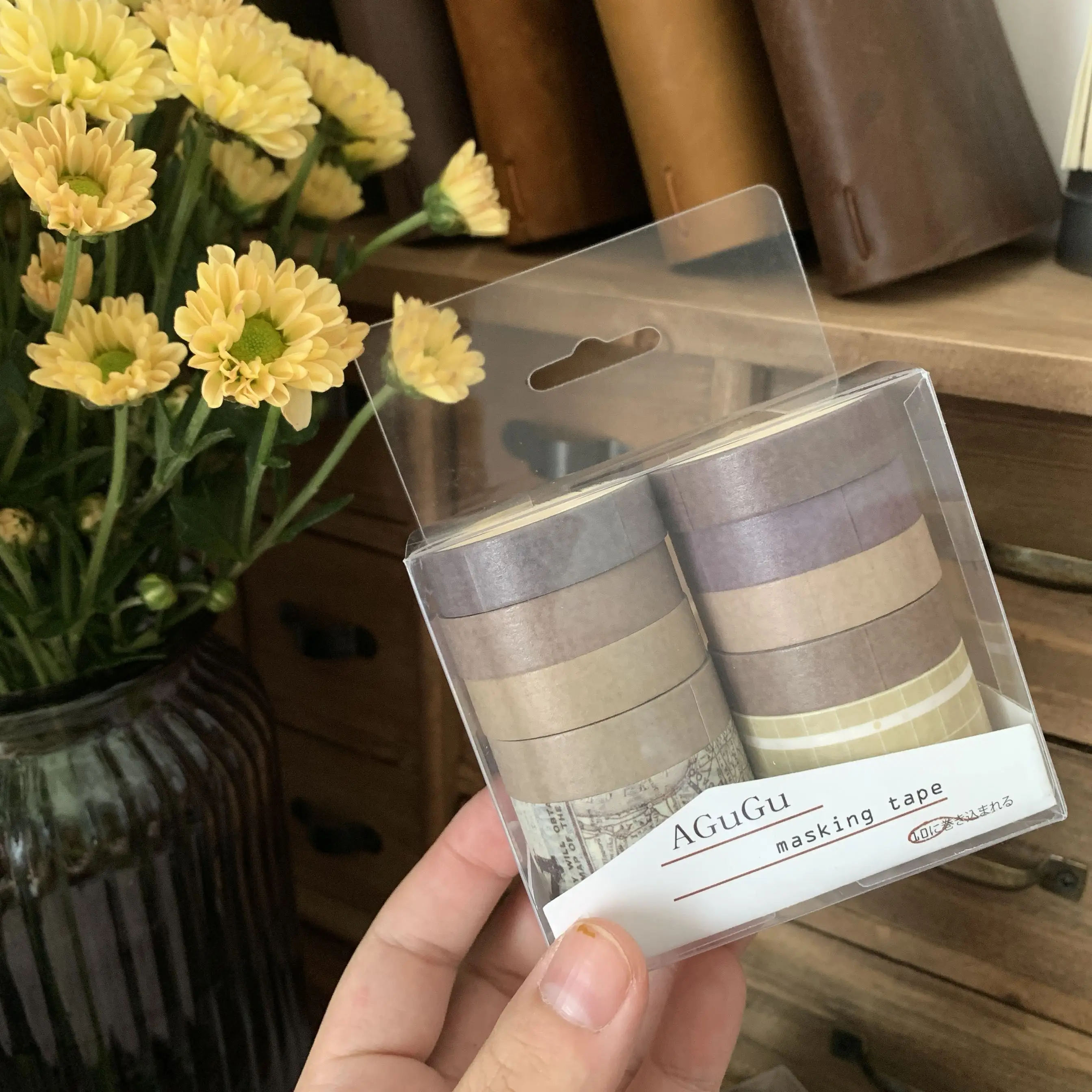 

10PCS/SET Retro Pure Color Masking Tape Sticker Forest Color Collage Journal Material Decor Washi Tape Set DIY Scrapbooking