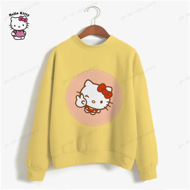 thumbnail image 1 of Sudadera con estampado de HELLO KITTY para mujer, sudadera con capucha de manga larga de gran tamaño para mujer, sudadera con estampado de dibujos animados para mujer y2k, 1 of 5