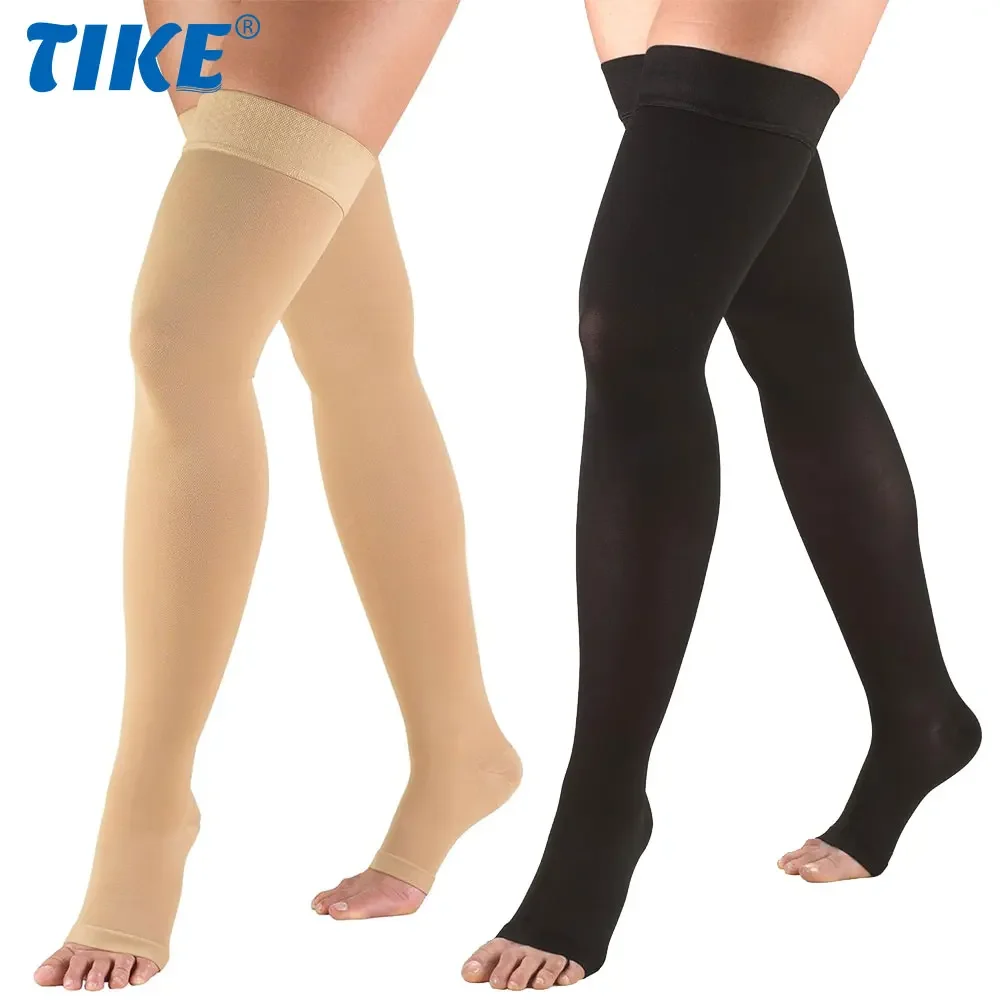 

1Pair Thigh High Compression Socks, Firm Support 20-30 MmHg Toeless Socks for Running, Edema, Varicose Veins, Pregnancy, Nursing