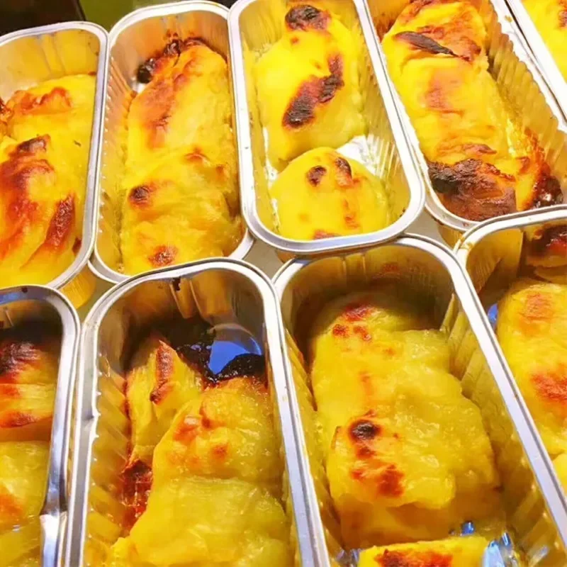 Long Gold Foil Thickened Disposable Pans Aluminum Foil Air Fryer Baking Tray Tin Foil Pans Box Grilling Tray Kitchen Accessories