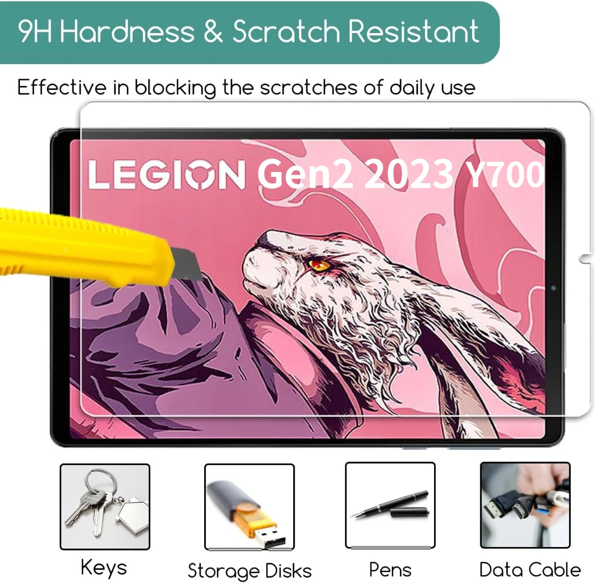 2023 Lenovo Legion Y700 Gen 2 용 유리 스크린 보호대, 8.8 인치 TB-320FC 강화 유리 필름, HD 투명 스크래치 방지, 3 팩