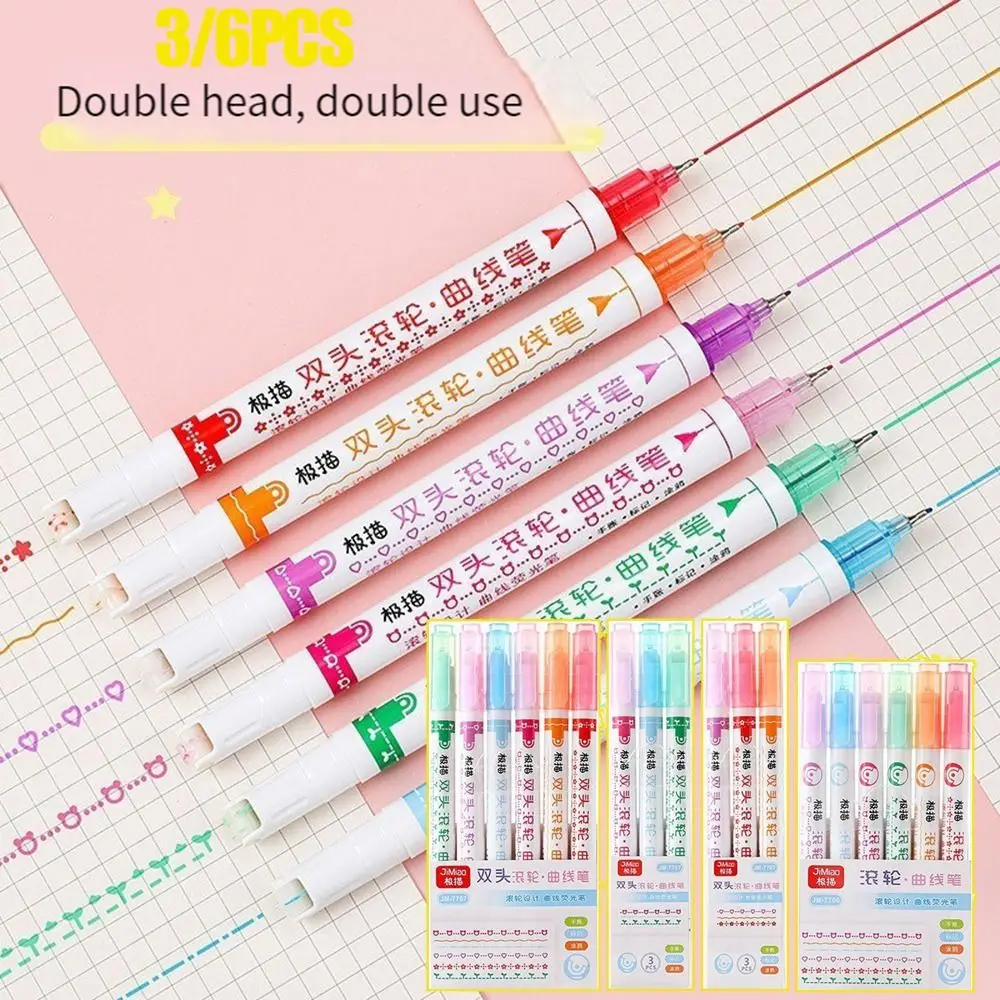 

Art Stationery Graffiti Double Head Highlighters Curve Line Marker Markers Pen Integrated Curve Highlighter Pen Multiple Shapes