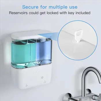 เครื่องจ่ายสบู่อัตโนมัติแบบติดผนัง 2 หัว ขนาด 500 มล. * 2 หัว ใช้เซ็นเซอร์อินฟราเรดอัจฉริยะ สำหรับห้องครัว ห้องน้ำ และห้องส้วม 2