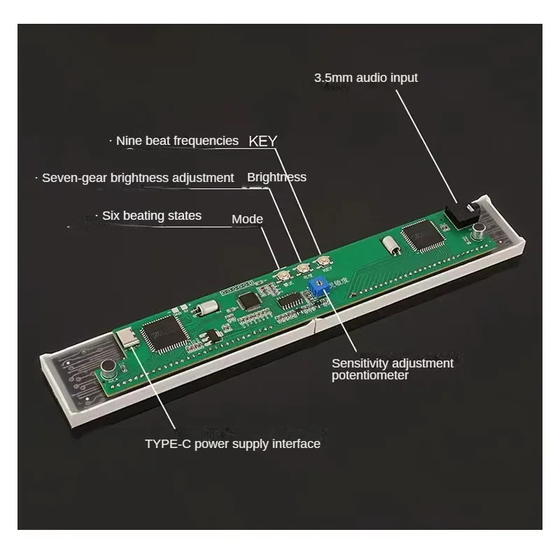 Segmentos Spectrum Display Led Sound-controlado Music Spectrum Display Captador Luz Ambiente Atmosférica Ritmo Luz 30 - Image 6