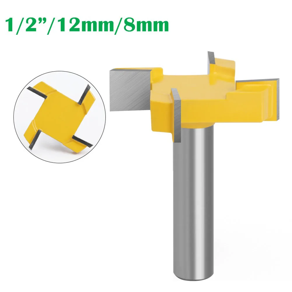 

1pc 8mm 12mm 12.7mm Shank Router Bits 4 Edge T Type Slotting Router Bits Tungsten Steel Alloy Woodworking Milling Cutter
