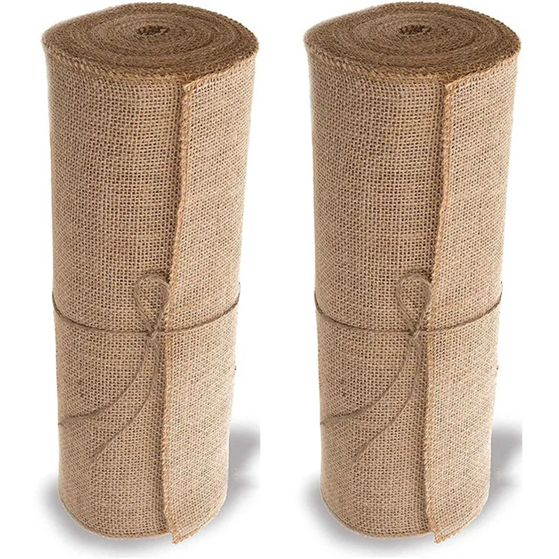 

2X Burlap Doily Roll-30Cmx275cm. No-Fray Anti-Slip Blanket With Edge Design. Burlap Fabric Rolls Suitable For Weddings