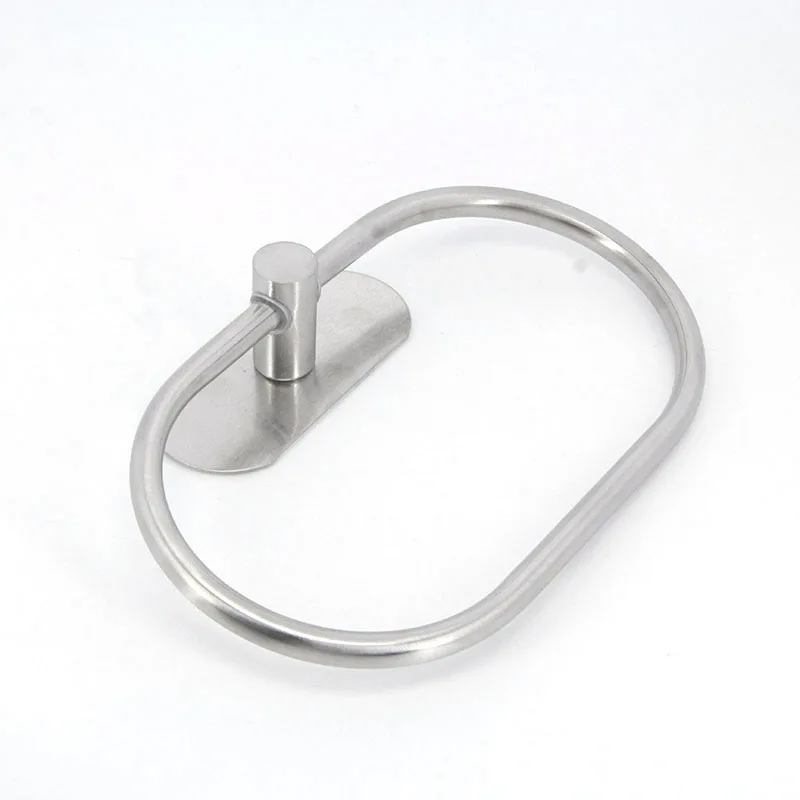 Towel Ring Hanger silver Stainless Steel Heavy Duty Hand Towel Round Base wall Holder Self Adhesive No Drill storage Rack M20
