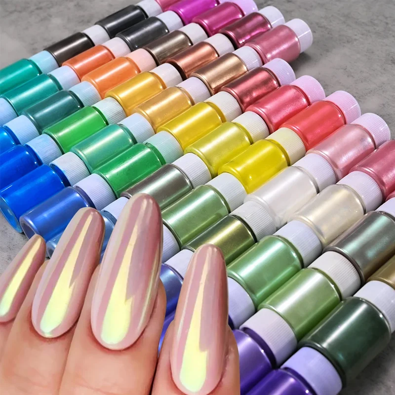 Nail Powder Nail Glitter Nail Decoration Cherry Chrome Pearl Gradient Mirror Effect Auroras Rubbing Dust Art 1box 20ml