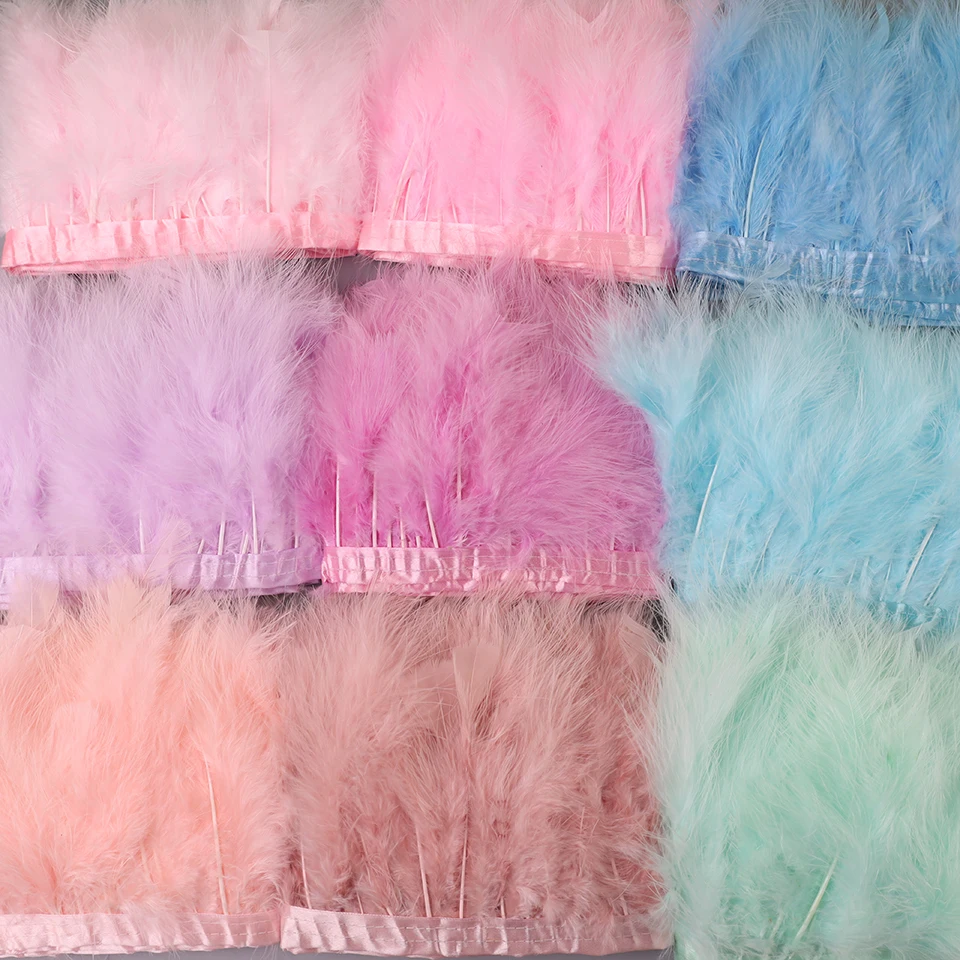 Marabou Feathers Trim 2M Fluffy Turkey Feather Ribbon 10-15cm for Party Clothes Dress Decoration Accessories Sewing Plumes