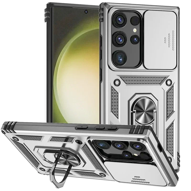 thumbnail image 1 of Armor Shockproof Phone Case For Samsung Galaxy S23 S22 S21 S20 Ultra S10 Plus S20FE S21FE Note 20 Lens Protect Ring Holder Cover, 1 of 5