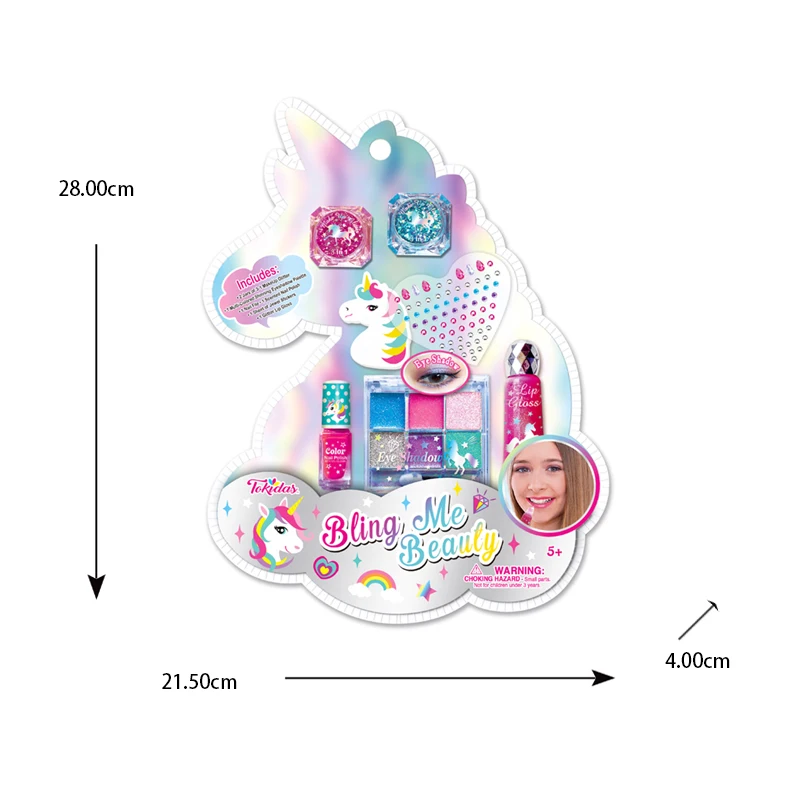 Kids Makeup Set Toy Unicorn Design Cute Gift For Girls Kids Eyeshadow Nail Polish